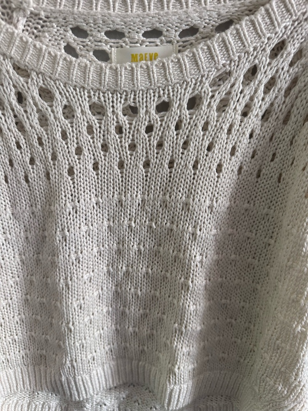 Maeve Anthropologie Cream Open Knit Cropped Sweater Boho Crochet Medium - Picture 3 of 9